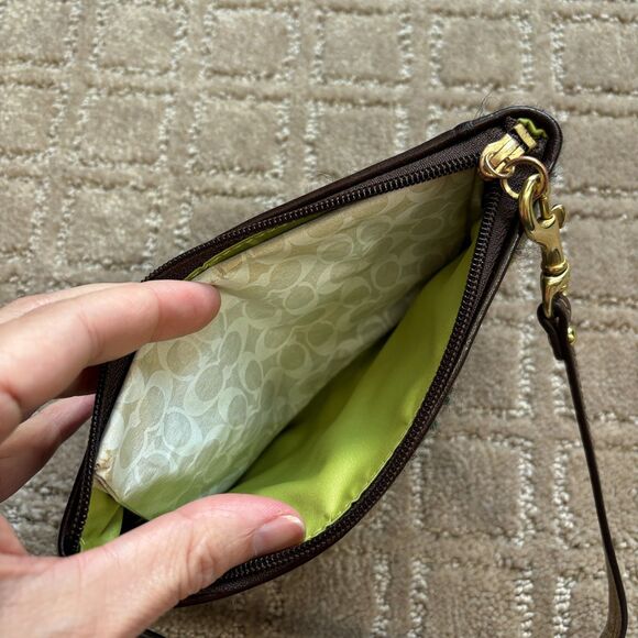 Coach Alpaca Wool Tweed Silk Wristlet Clutch Wallet Brown Suede Trim Y2K NWT - Picture 6 of 9